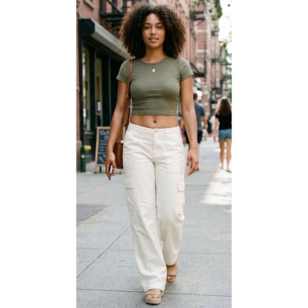 New Aero Aeropostale Low Rise Flare Utility Cargo Pants Women's Size 4